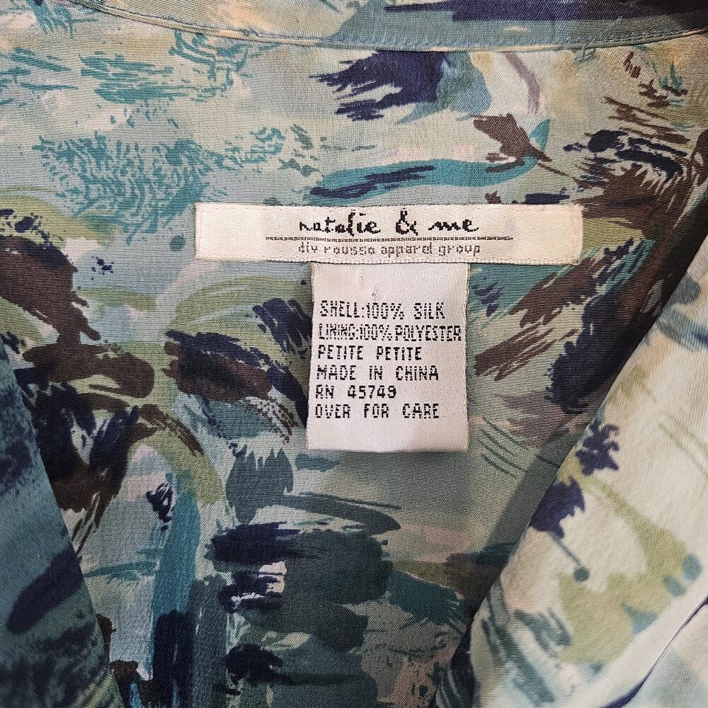 Natalie & Me Silk Vintage Petite Tropical Long Sleeve Blouse/jacket Small - Picture 3 of 9